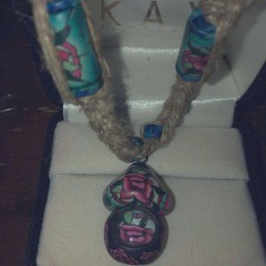 mushroom necklace on braided rope